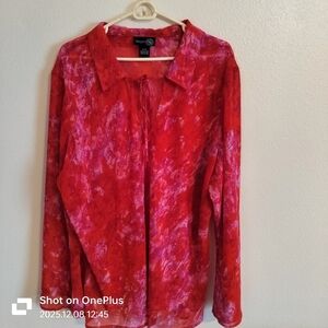 Venezia Jean‎ Red/Pink Tunic Y2K, Cottagecore, Boho-chic Size 26/28